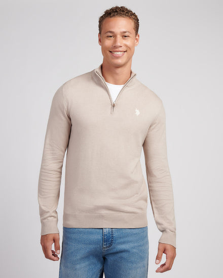 Męskie bawełniane lejek szyi 1/4 zip w atmosferze