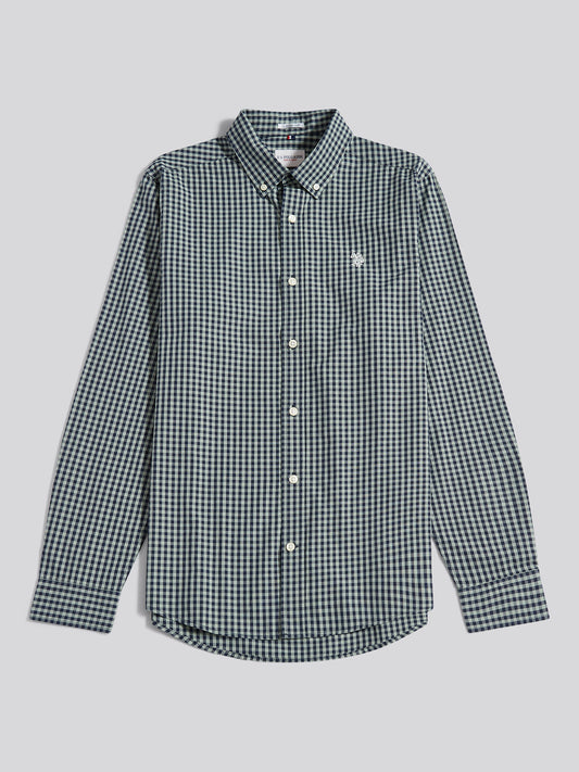 Mens Gingham Shirt in Iceberg Green