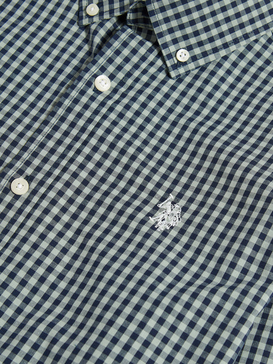 Mens Gingham Shirt in Iceberg Green