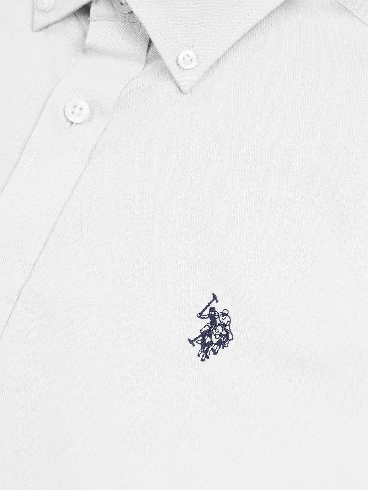Mens Stretch Cotton Poplin Shirt in White / Dark Sapphire Navy DHM