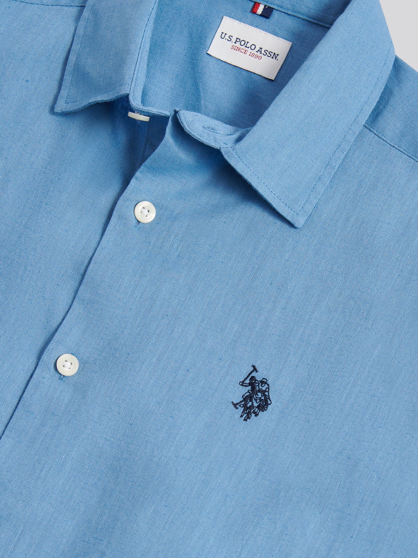 Mens Linen Blend Short Sleeve Shirt in Riviera