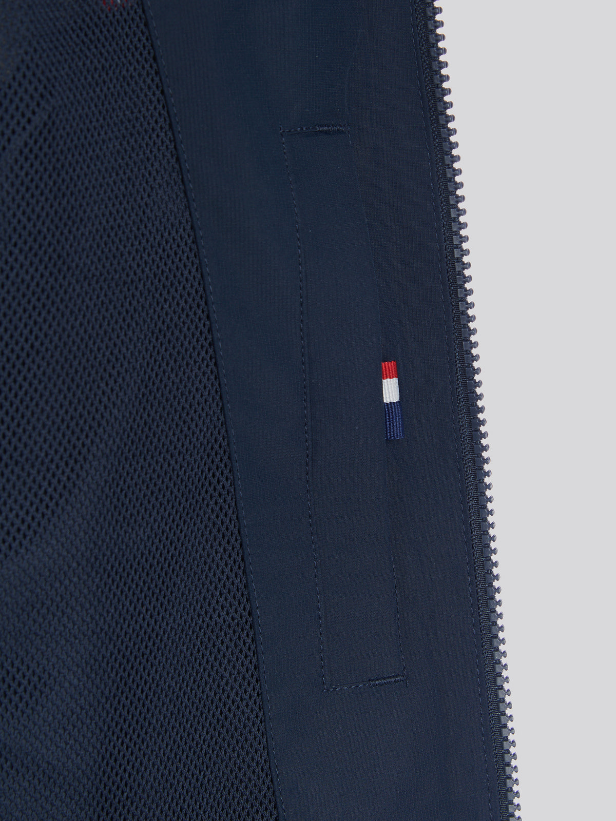 Mens Hooded Windbreaker Dark Sapphire Navy / Haute Red DHM