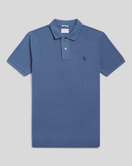 Mens Double Horsemen Polo Shirt in Vintage Indigo