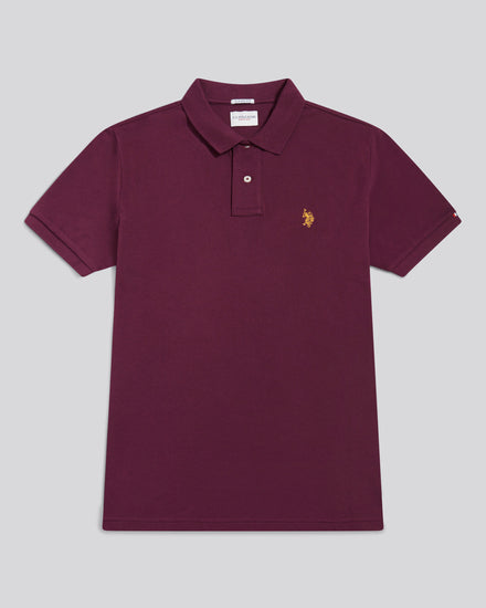 Mens Double Horsemen Polo Shirt in Grape Wine
