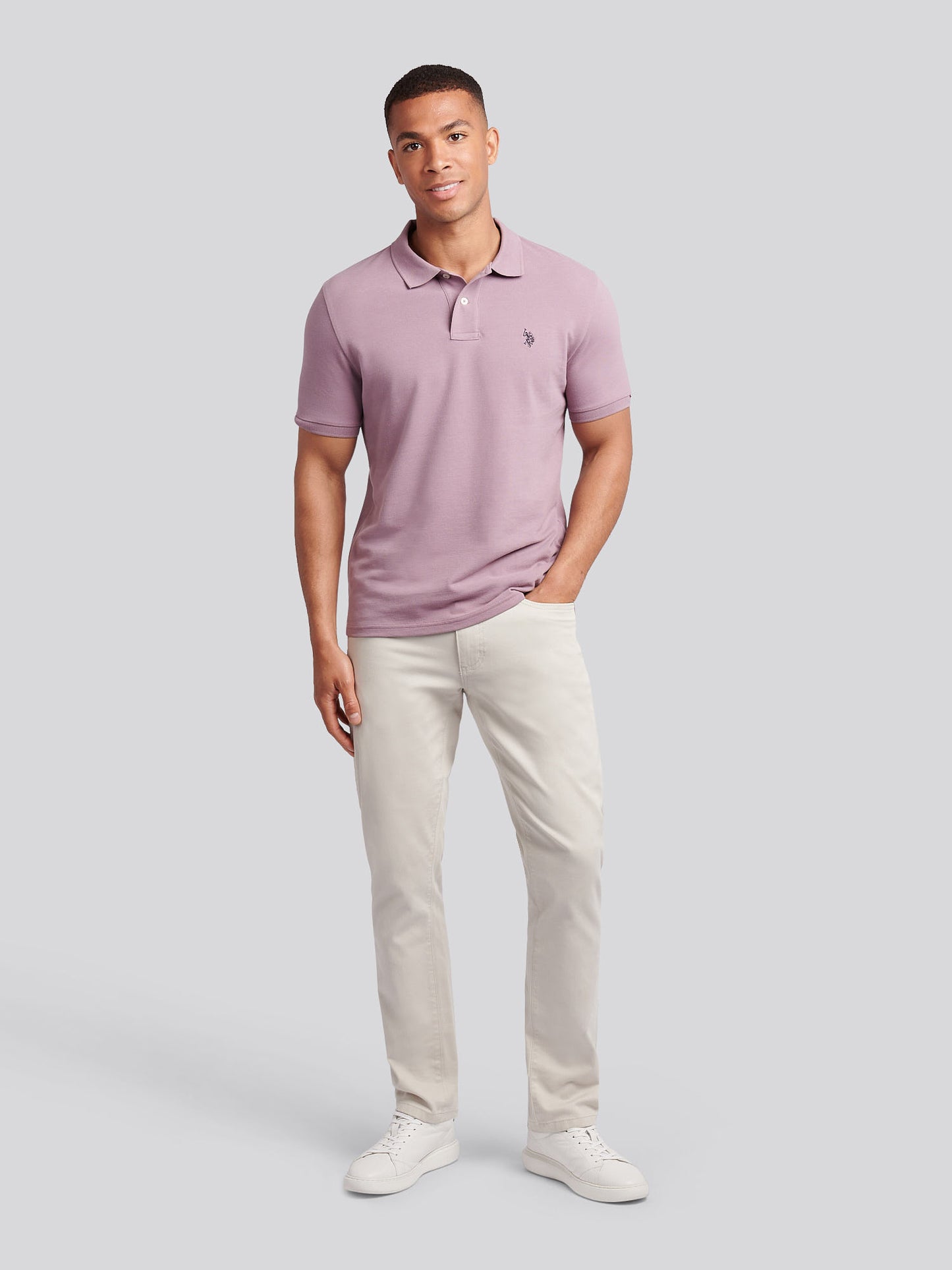 Mens Double Horsemen Polo Shirt in Elderberry