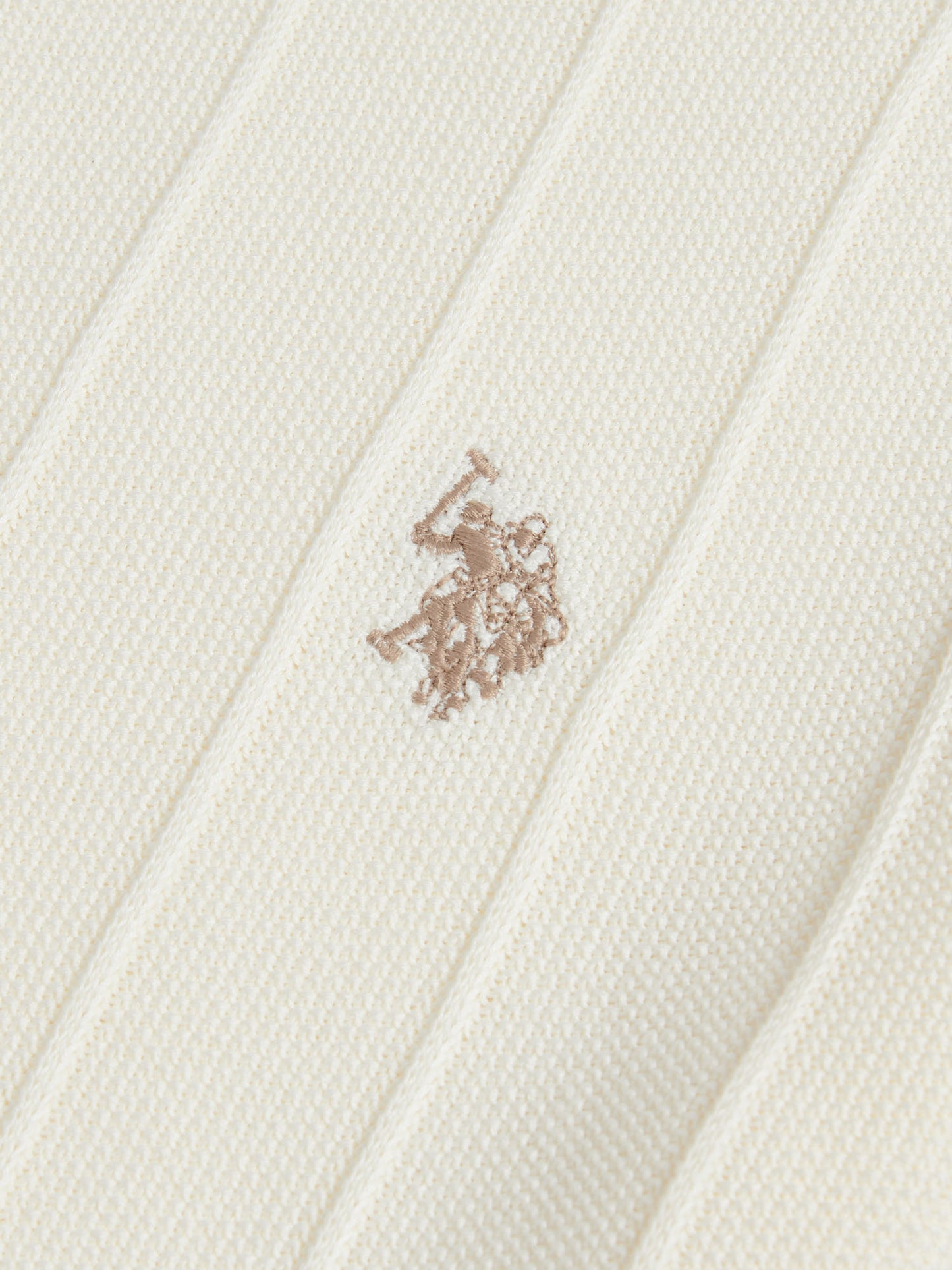 Mens Zip Knit Polo Shirt Whisper White