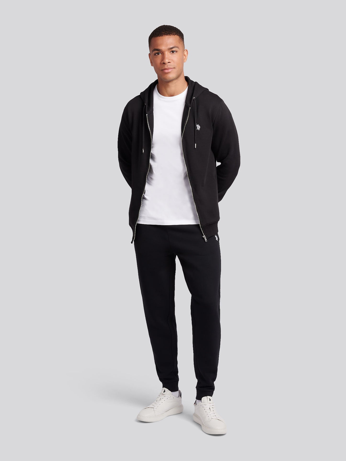 Mens Double Horsemen Jogger in Black Bright White DHM