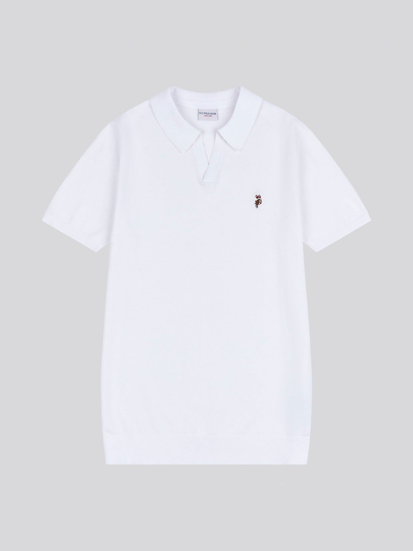 Mens Combed Cotton Revere Polo Shirt in Bright White / Multicolour DHM