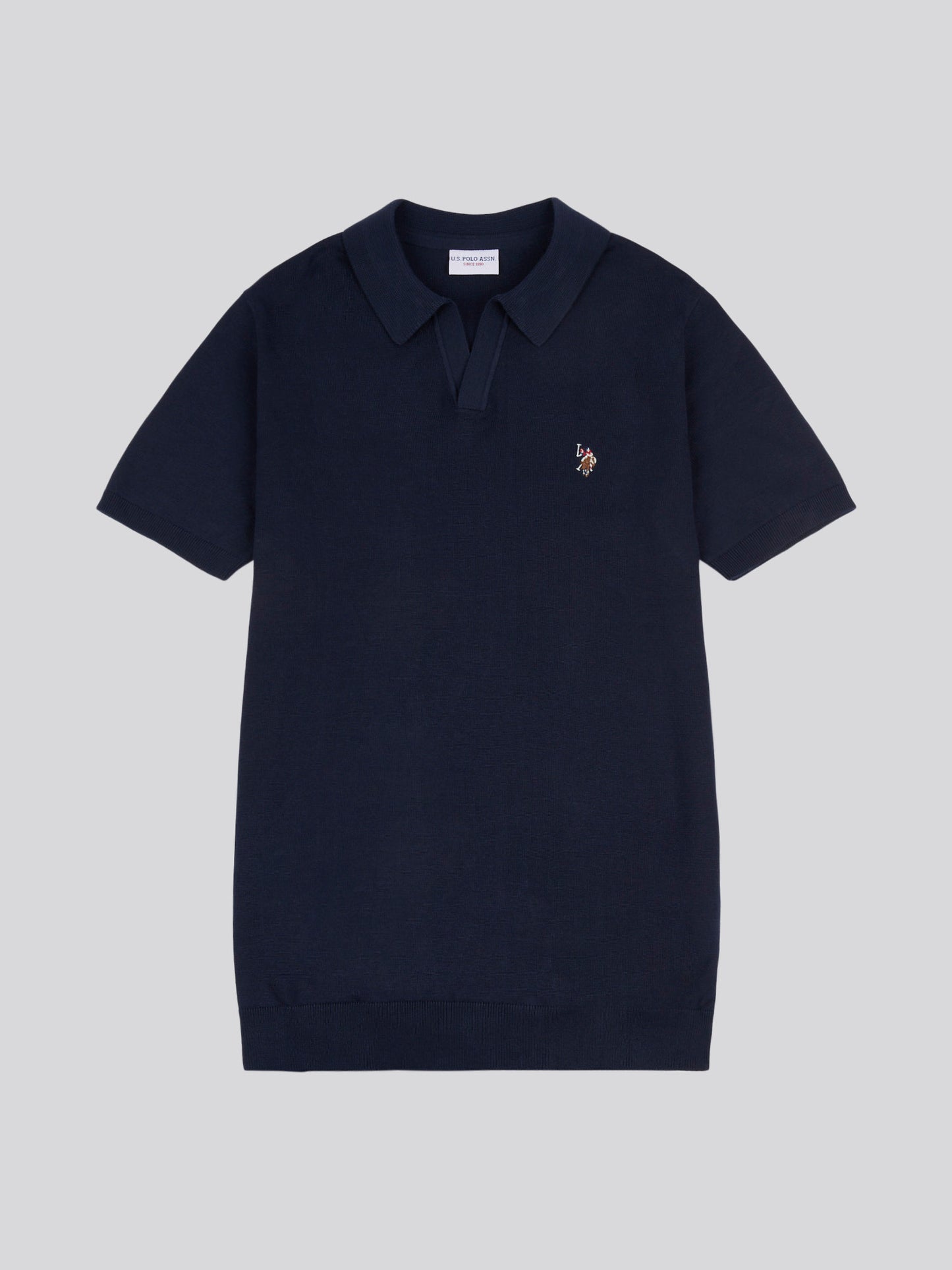 Mens Combed Cotton Revere Polo Shirt in Dark Sapphire Navy / Multi Coloured DHM