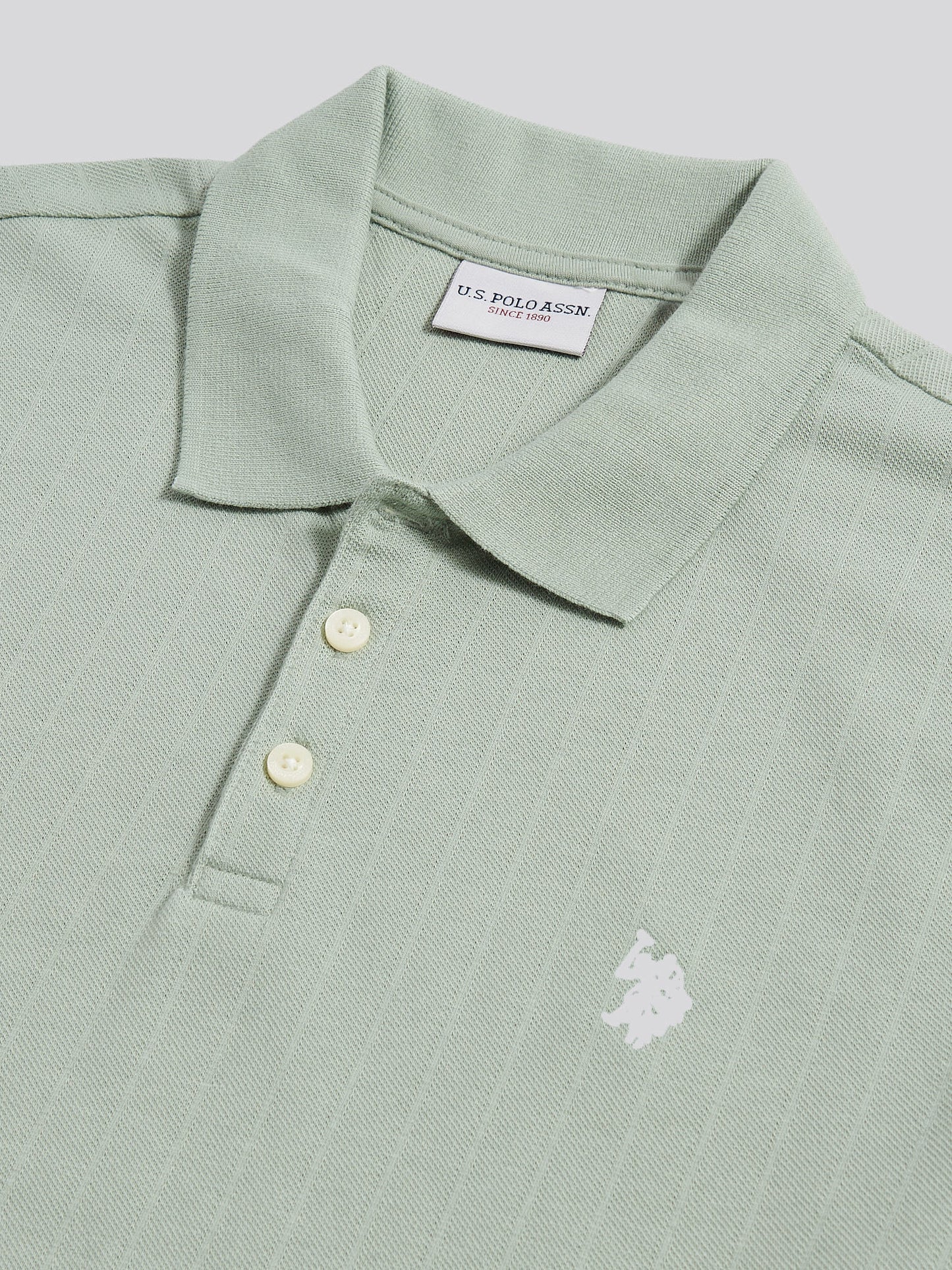 Mens Vertical Texture Polo Shirt Iceberg Green