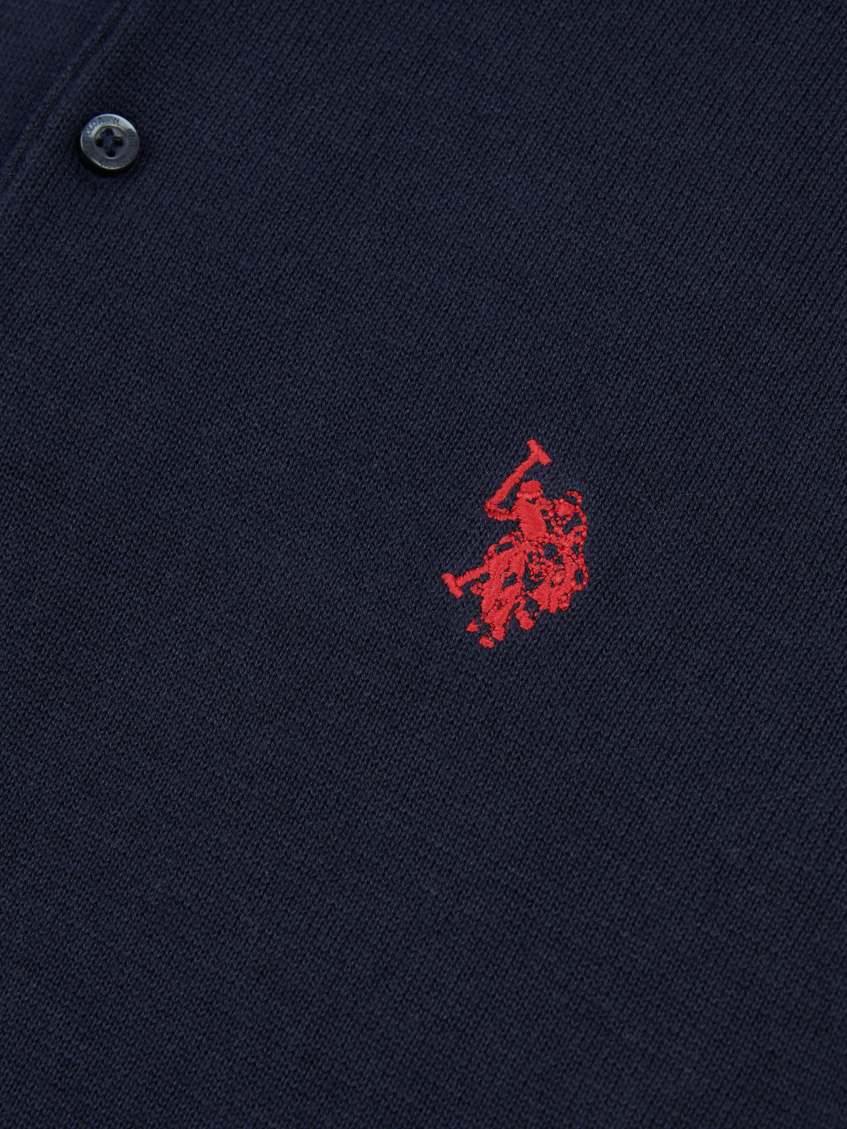 Mens Combed Cotton Polo Shirt Dark Sapphire Navy / Haute Red DHM