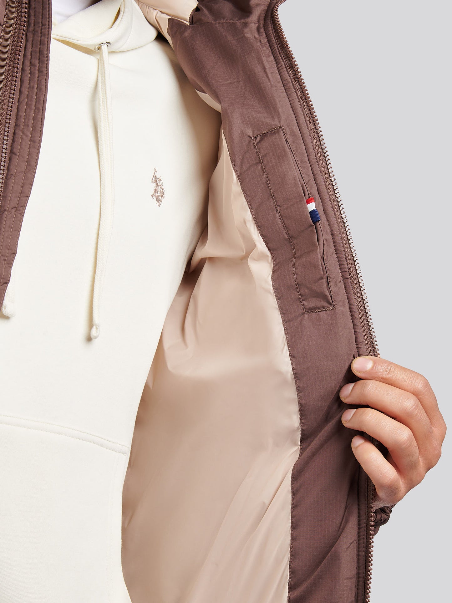 Mens Ripstop Hooded Puffer Jacket in Chocolate Martini