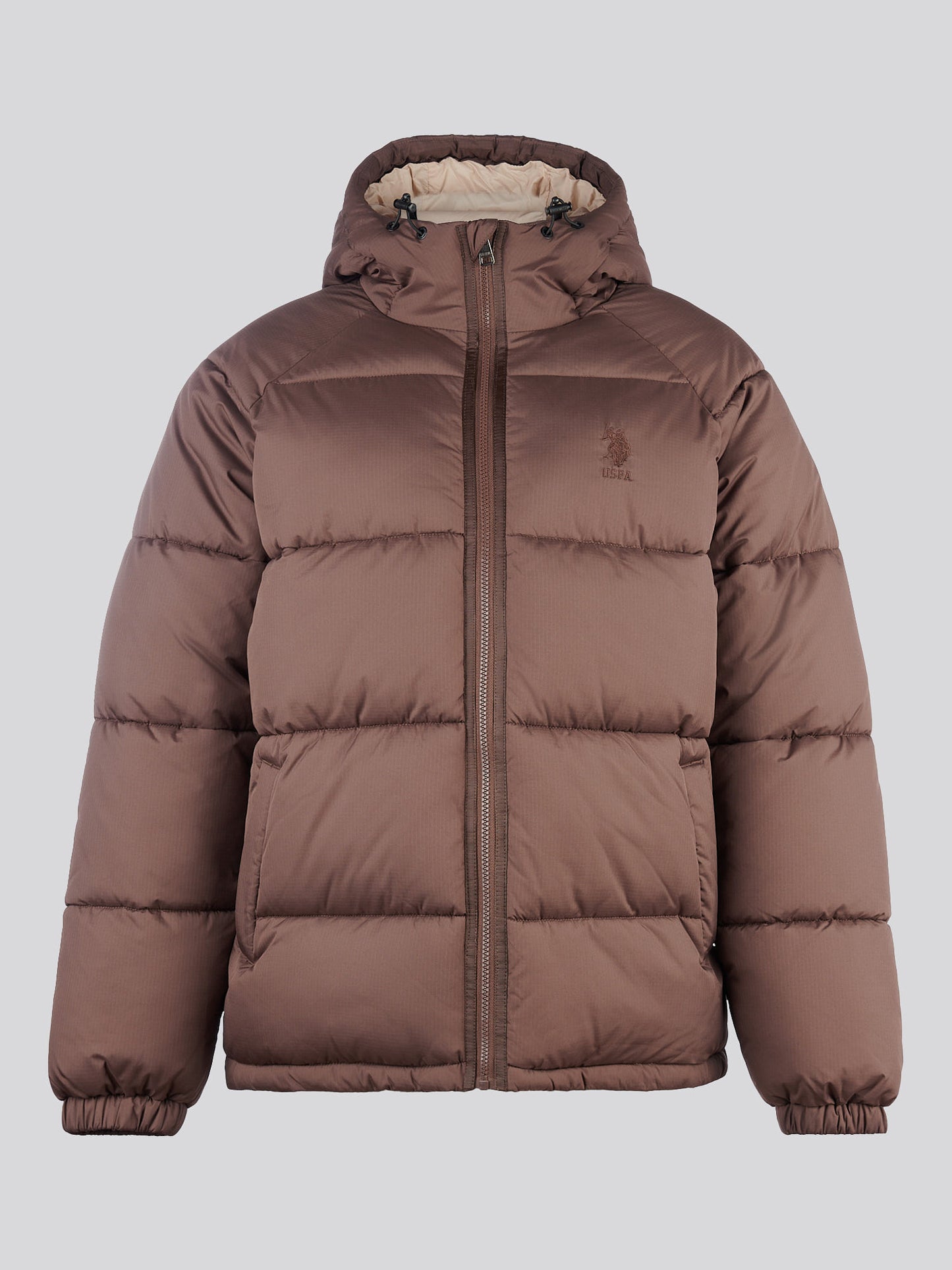 Mens Ripstop Hooded Puffer Jacket in Chocolate Martini