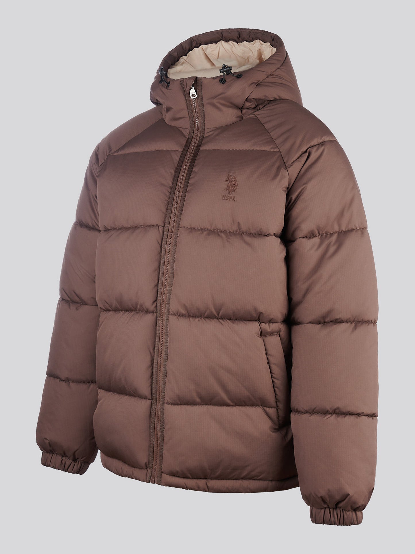 Mens Ripstop Hooded Puffer Jacket in Chocolate Martini