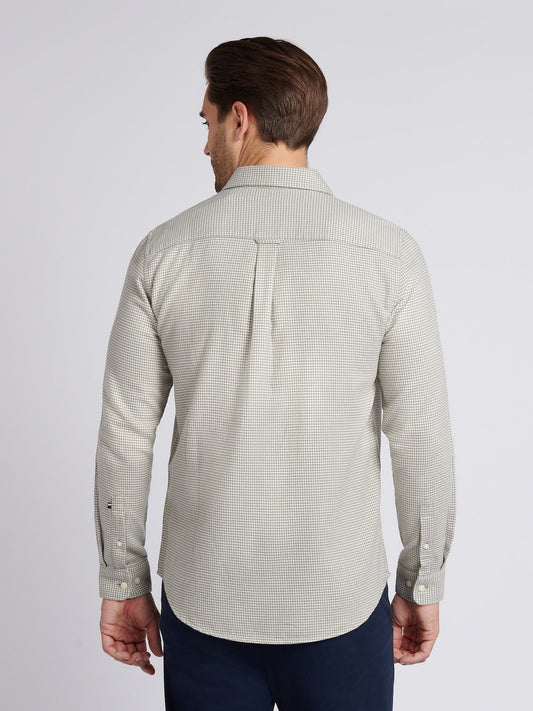 Mens Mini Houndstooth Shirt in Mid Grey Marl