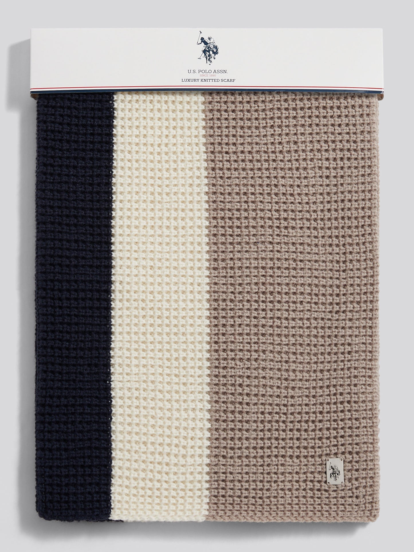 Mens Striped Waffle Knit Scarf in Atmosphere