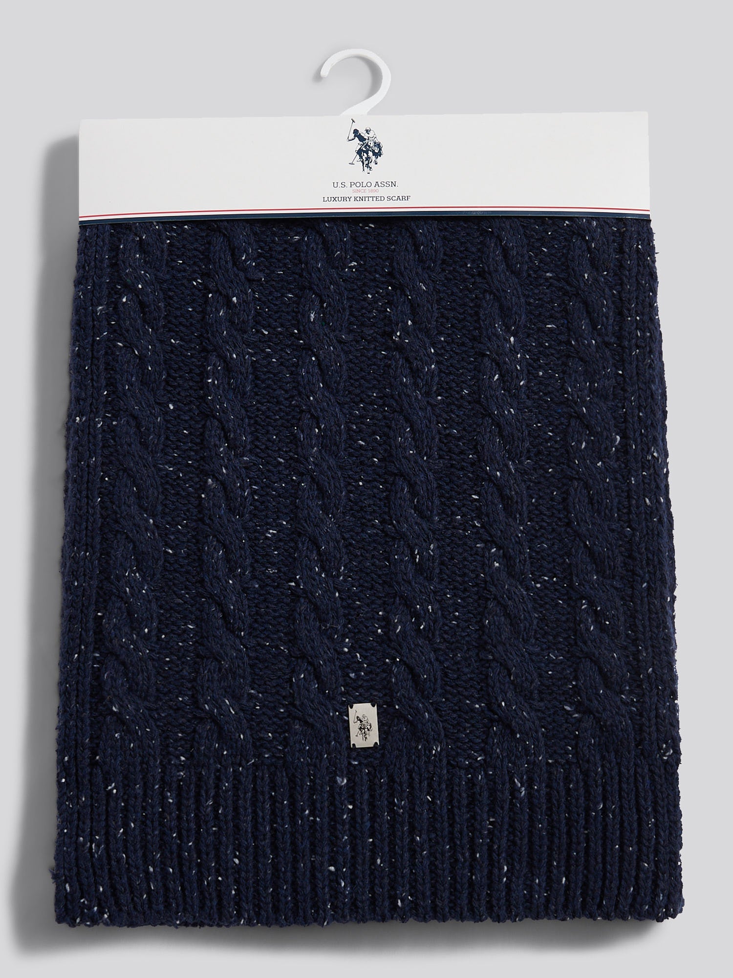 Mens Cable Knit Scarf in Dark Sapphire Navy – Polo Poland