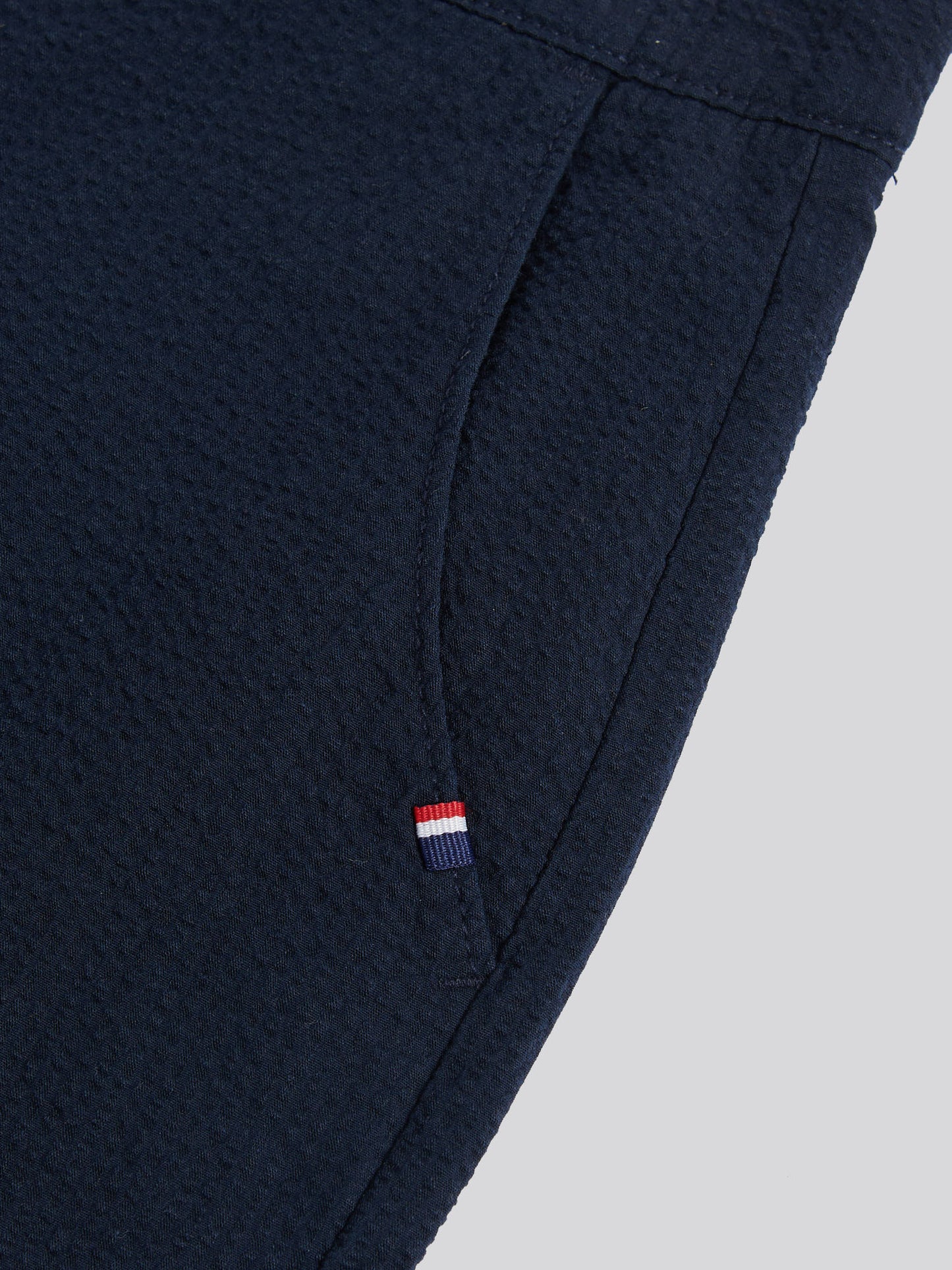 Mens Seersucker Chino Short Dark Sapphire Navy