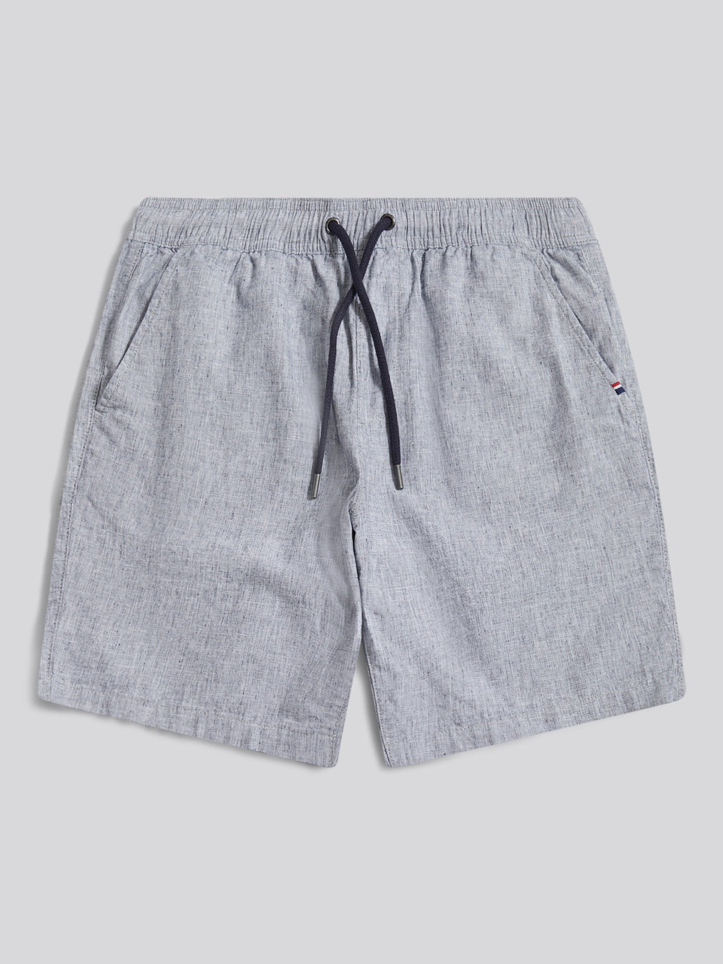 Mens Linen Blend Drawstring Short in Dark Sapphire Navy / Moonlight Blue DHM