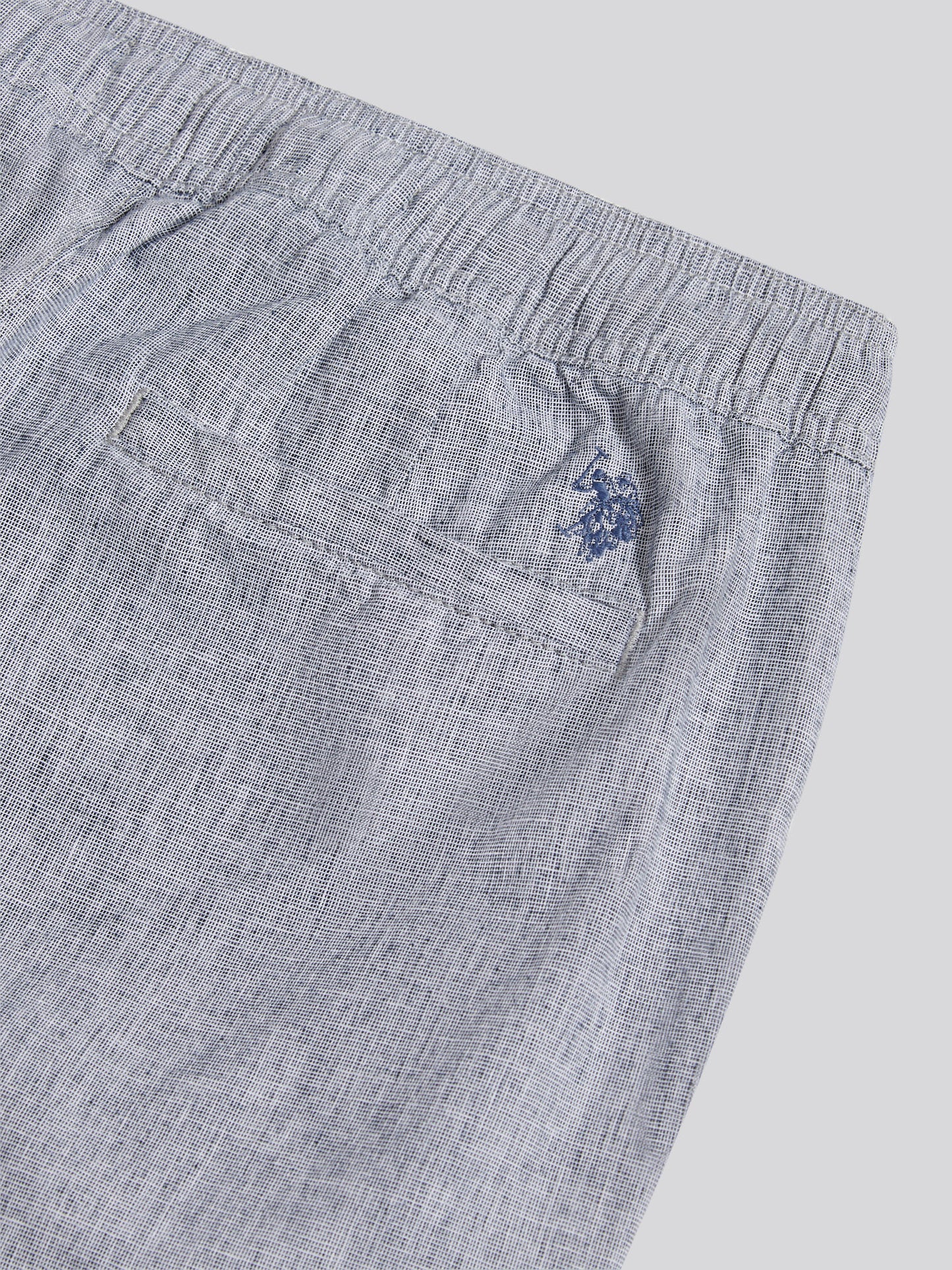 Mens Linen Blend Drawstring Short in Dark Sapphire Navy / Moonlight Blue DHM