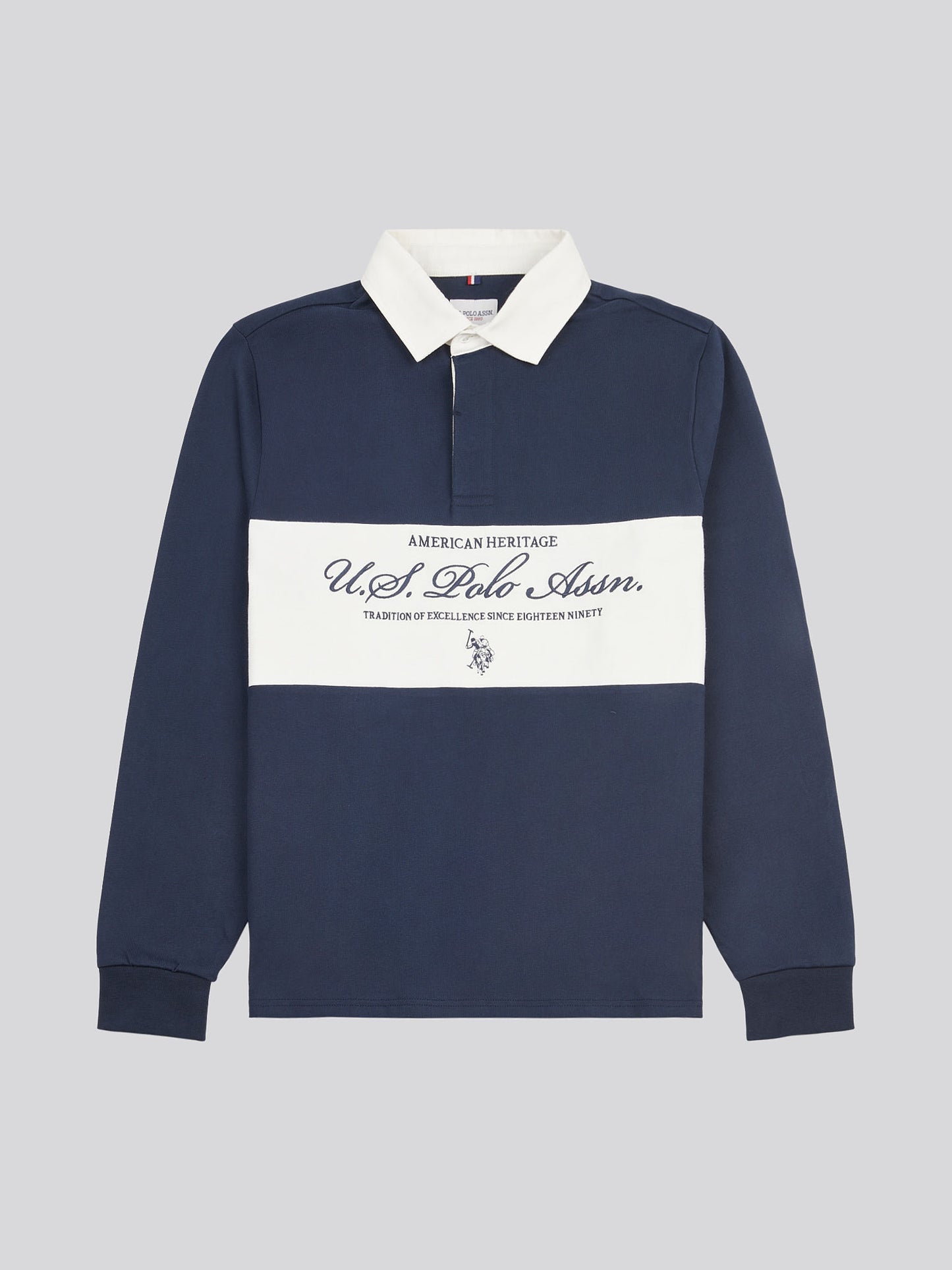 Mens Premium Embroidery Graphic Rugby Shirt in Dark Sapphire Navy