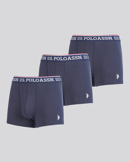 Mens 3 -Pack Marka Bokserki Bokserki w ciemnym szafirowym granatowym/białym DHM