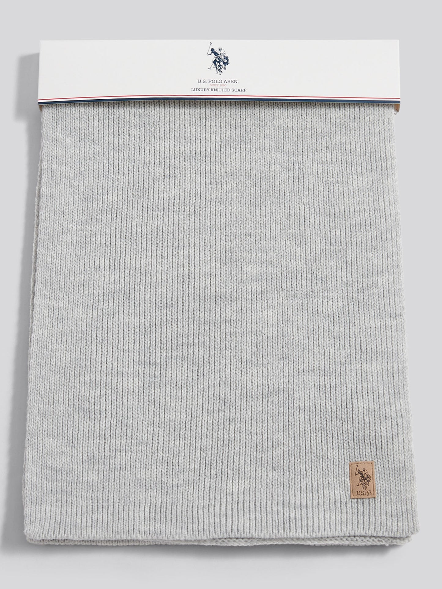 Mens Rib Knit Scarf in Mid Grey Marl