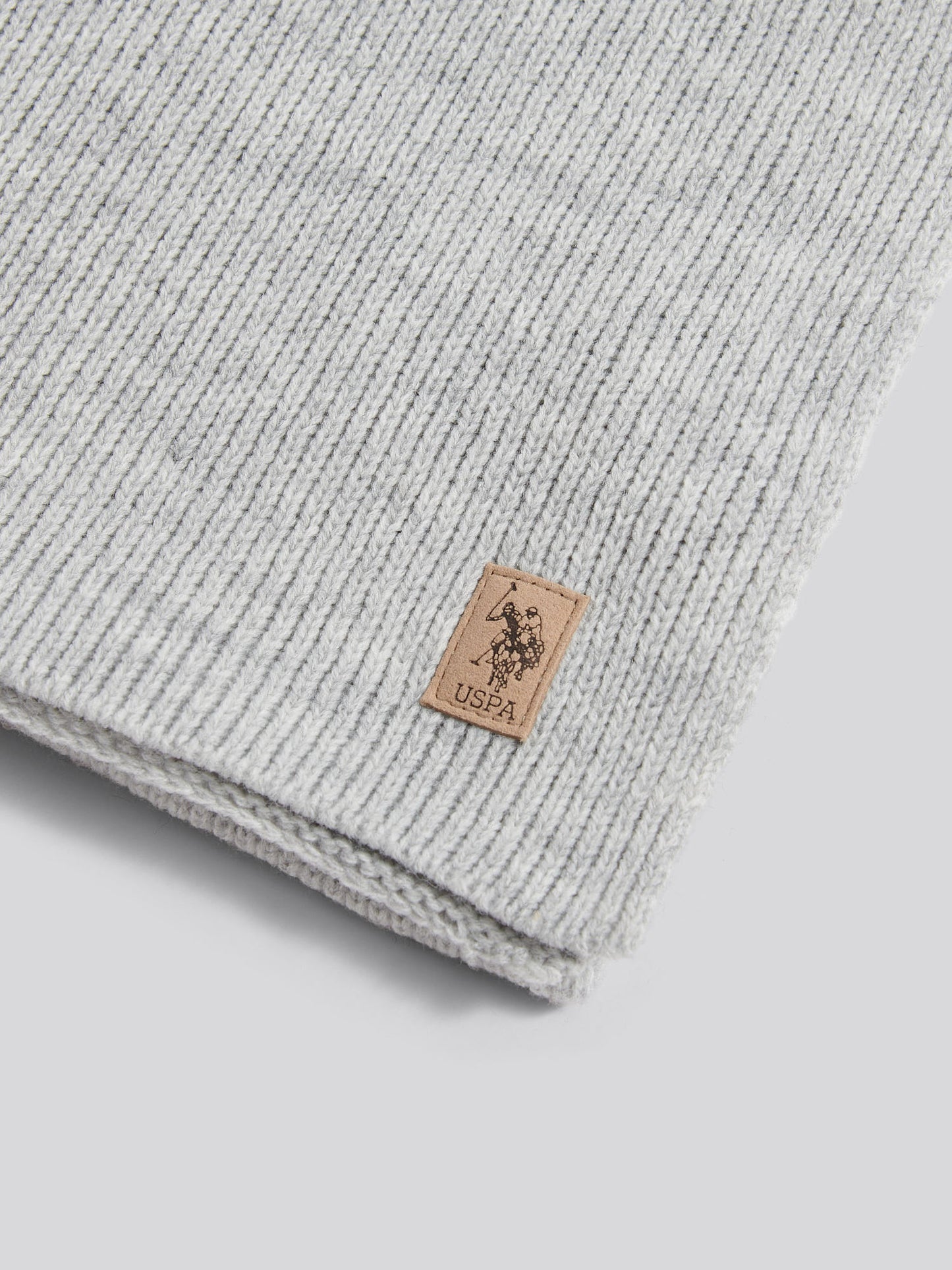 Mens Rib Knit Scarf in Mid Grey Marl