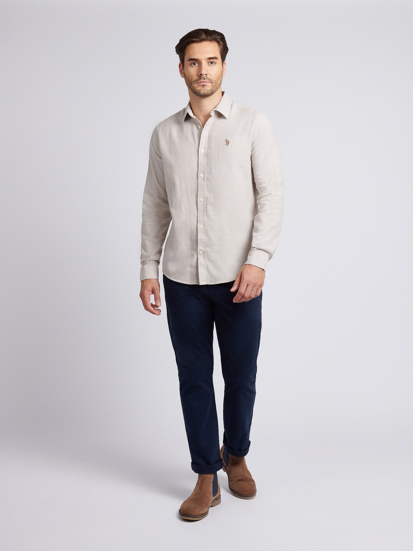 Mens Brushed Dobby Shirt in Trench Coat