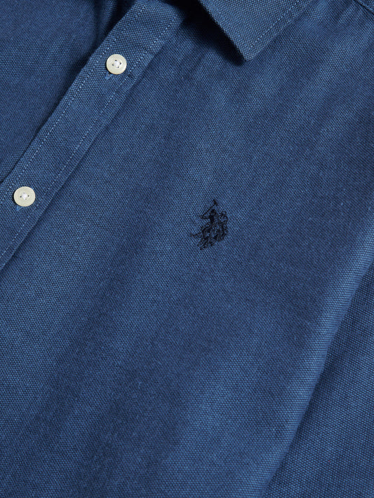 Mens Brushed Dobby Shirt in Dark Sapphire Navy