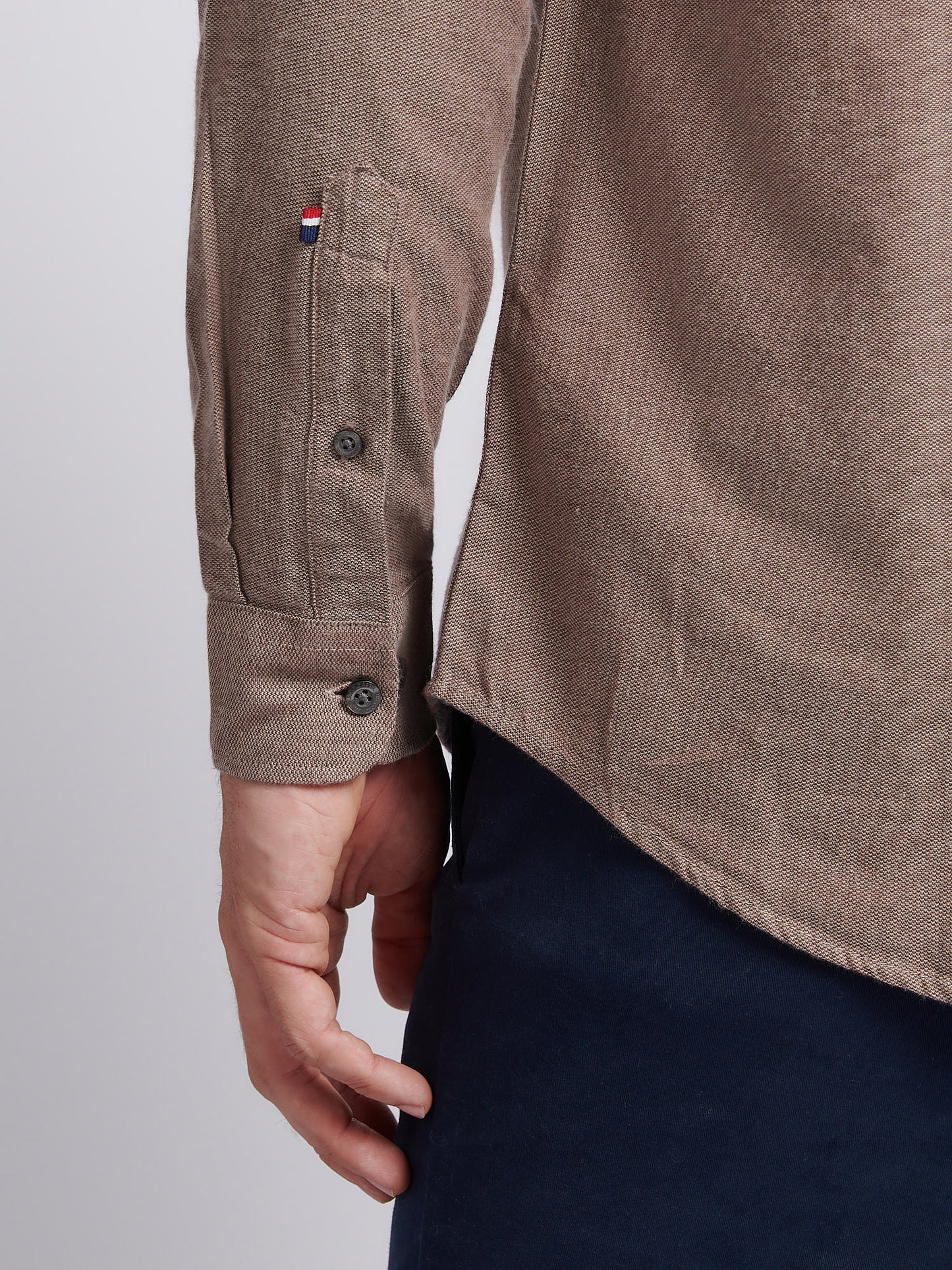 Mens Brushed Dobby Shirt in Chocolate Martini