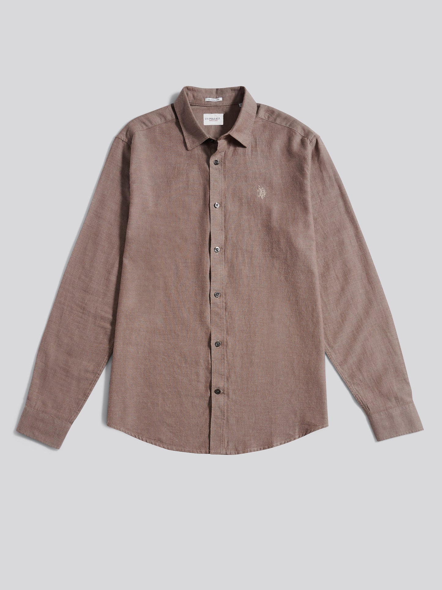 Mens Brushed Dobby Shirt in Chocolate Martini