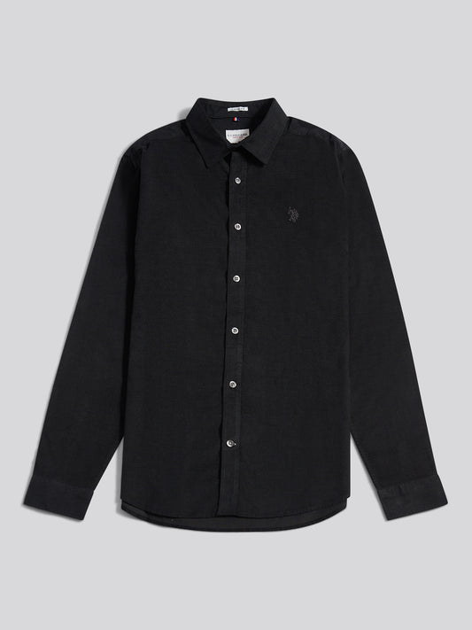 Mens Textured Corduroy Shirt in Black