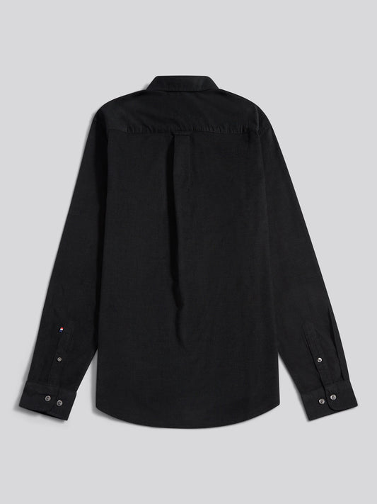 Mens Textured Corduroy Shirt in Black