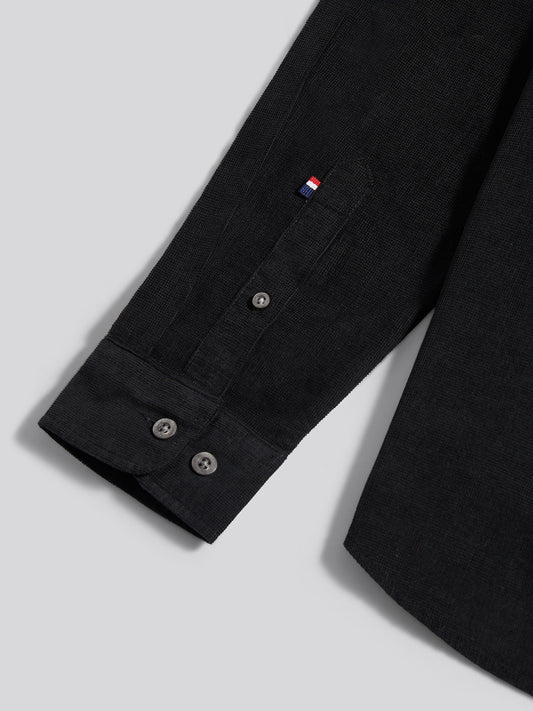 Mens Textured Corduroy Shirt in Black
