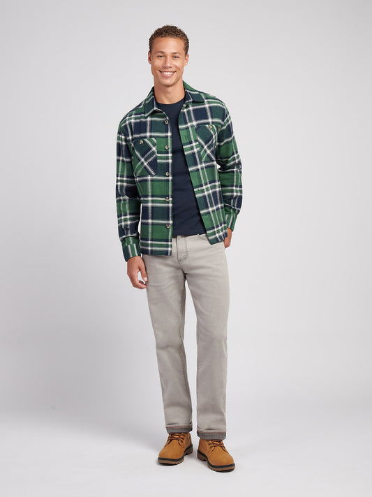Mens Enlarged Check Overshirt in Pineneedle