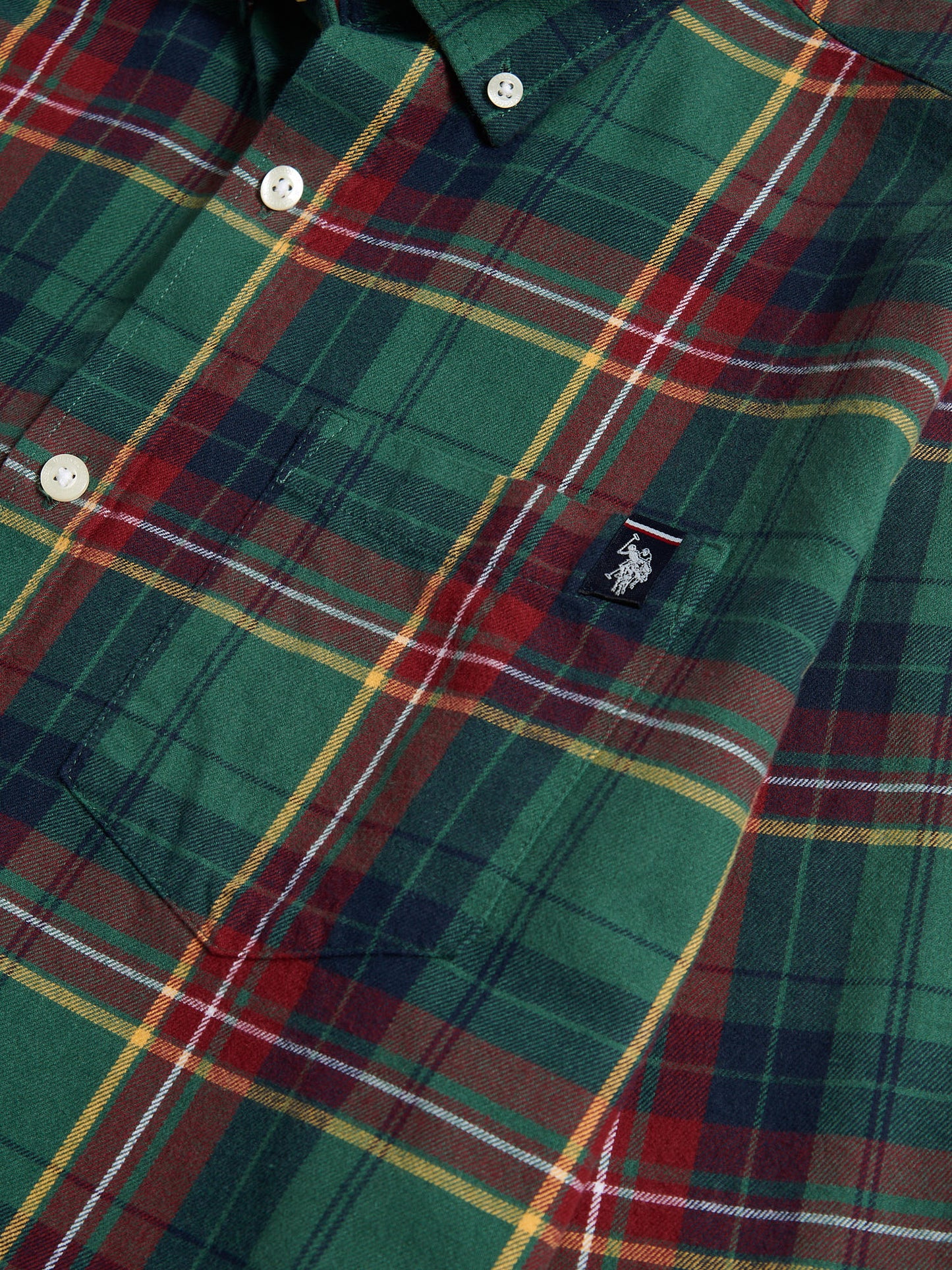 Mens Pocketed Checked Buttondown Shirt in Pineneedle