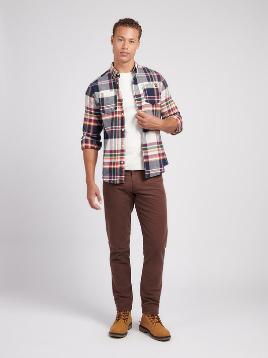 Mens Dual Pocket Checked Shirt in Dark Sapphire Navy