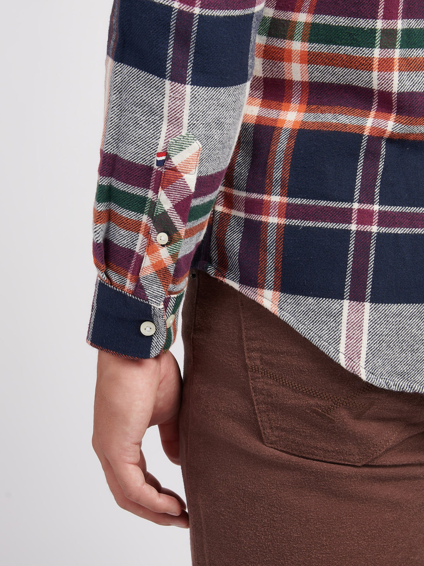 Mens Dual Pocket Checked Shirt in Dark Sapphire Navy