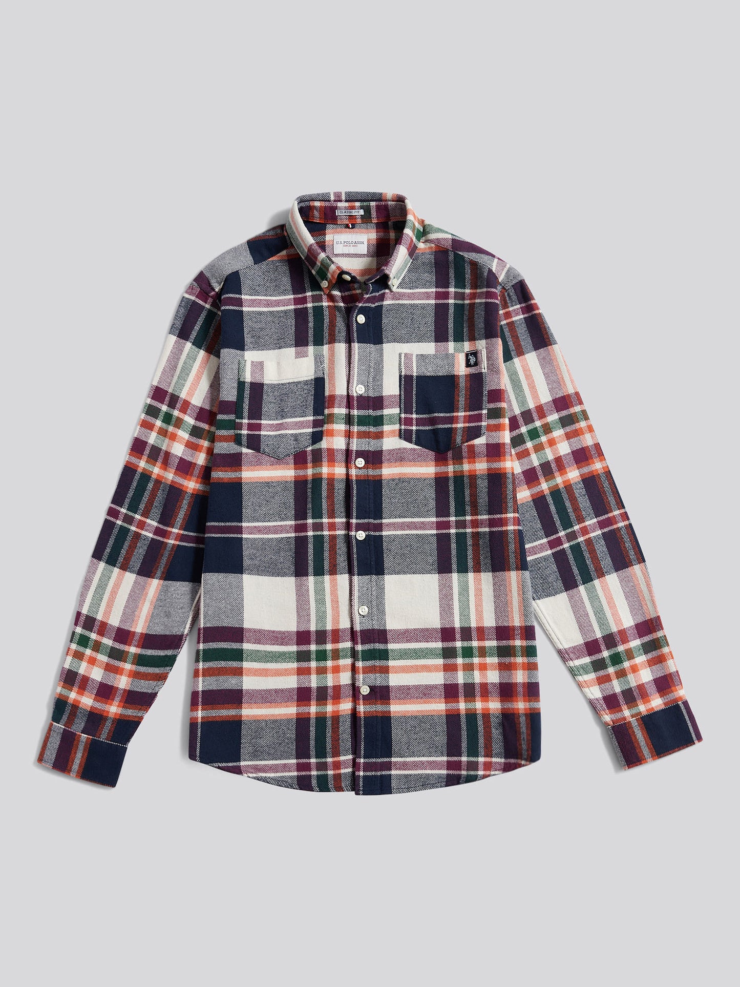 Mens Dual Pocket Checked Shirt in Dark Sapphire Navy