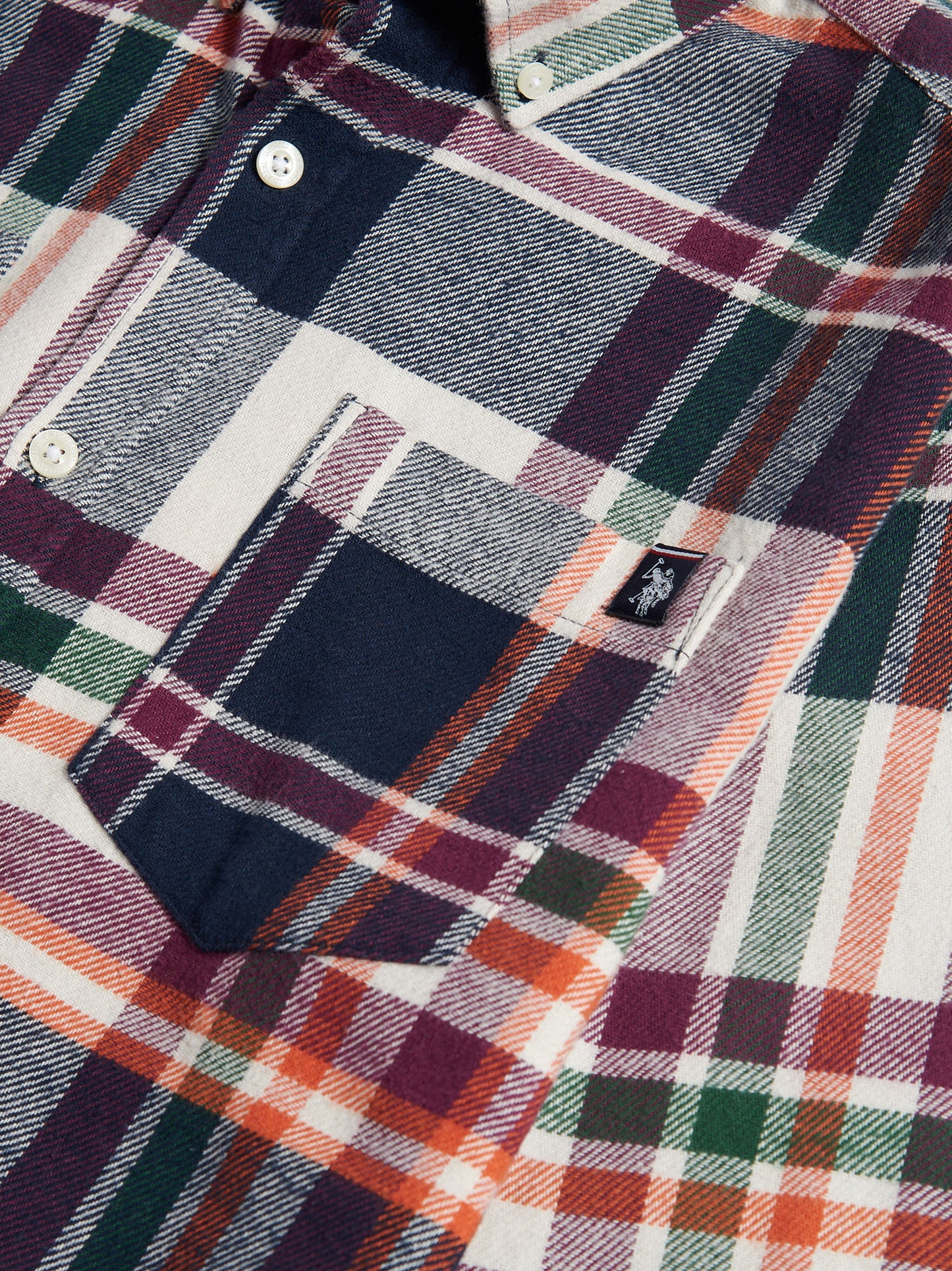 Mens Dual Pocket Checked Shirt in Dark Sapphire Navy