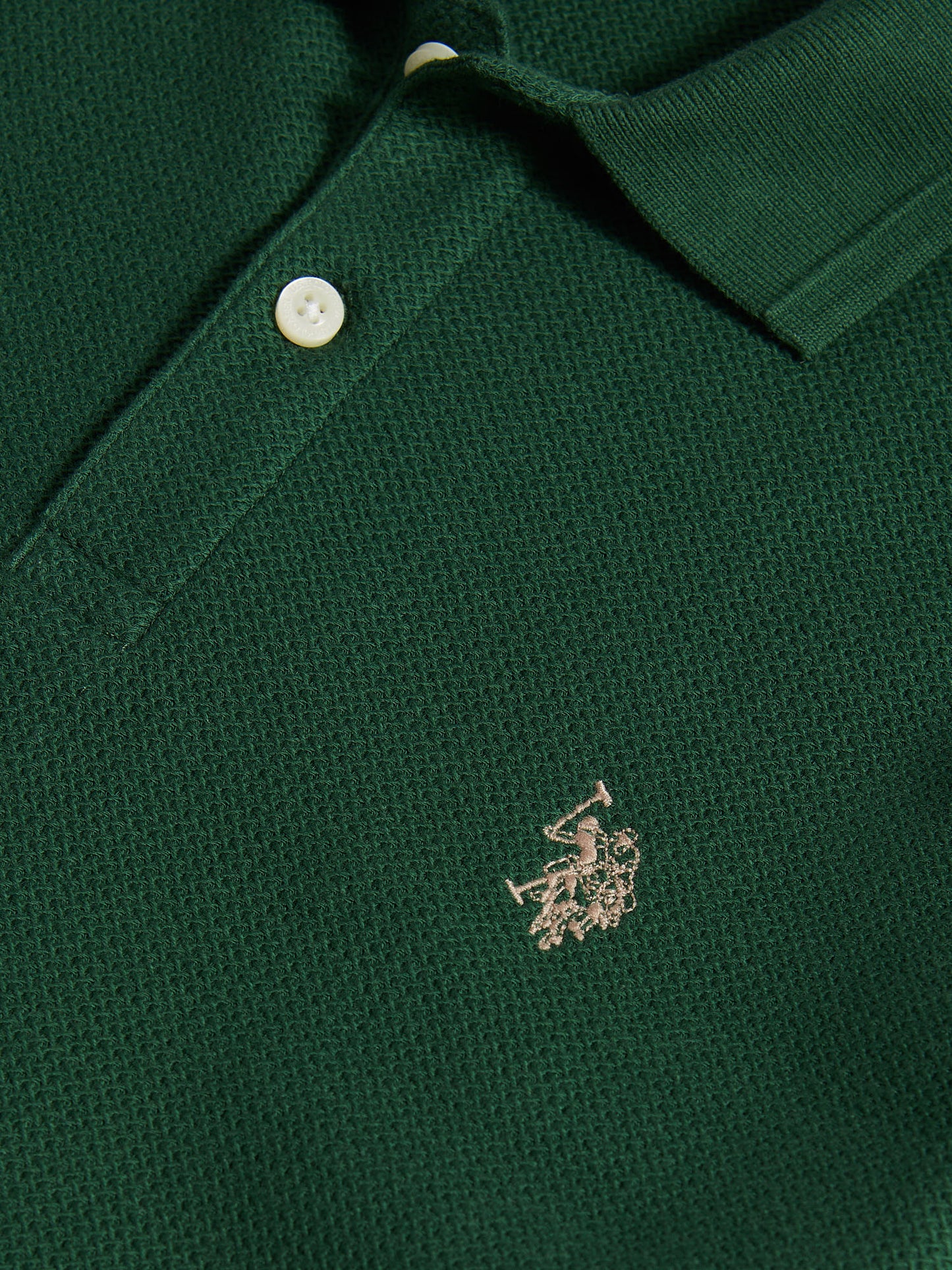 Herringbone Tekstura SS Polo Pineneedle