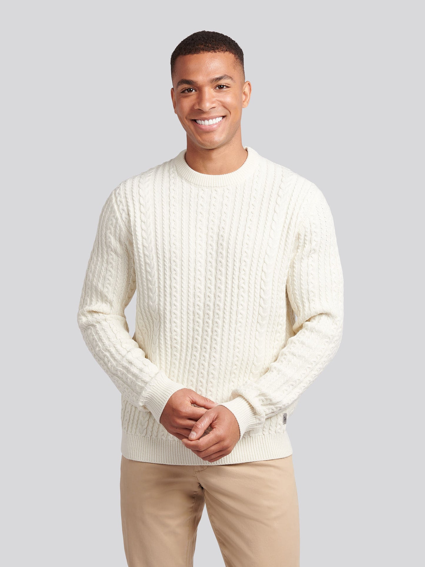 Aran Knit Crew Whisper White