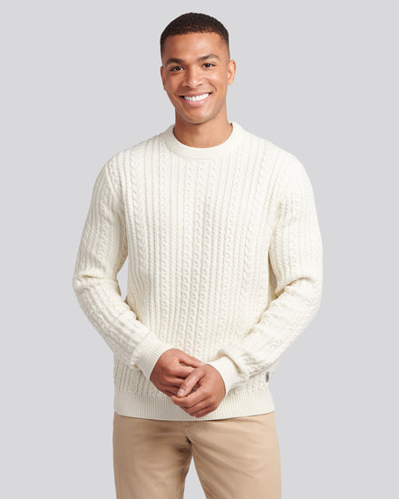 Aran Knit Crew Whisper White