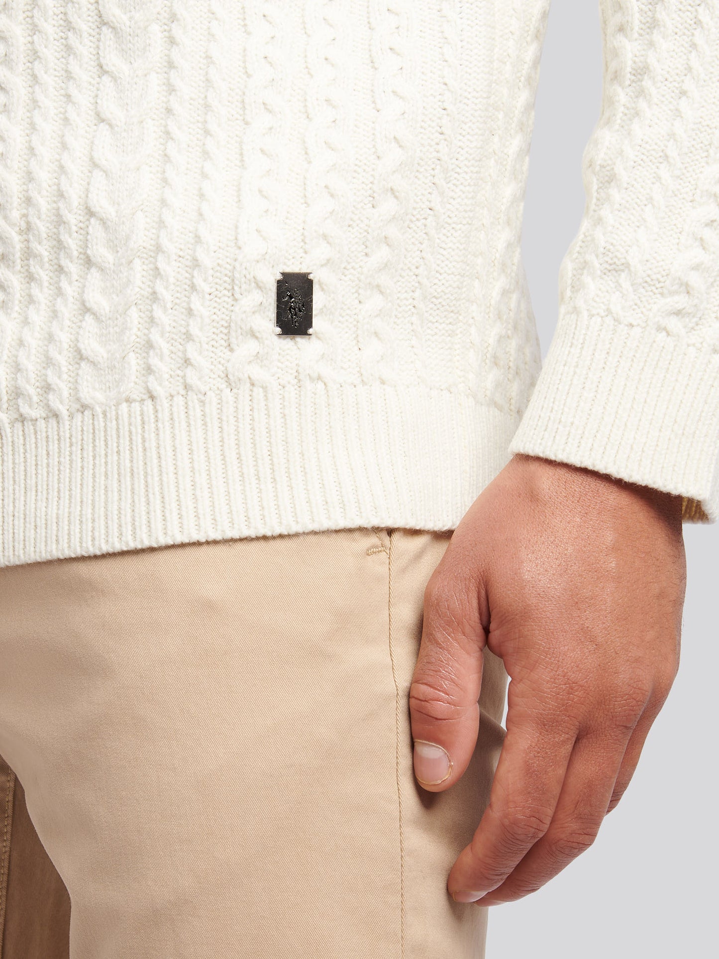 Aran Knit Crew Whisper White