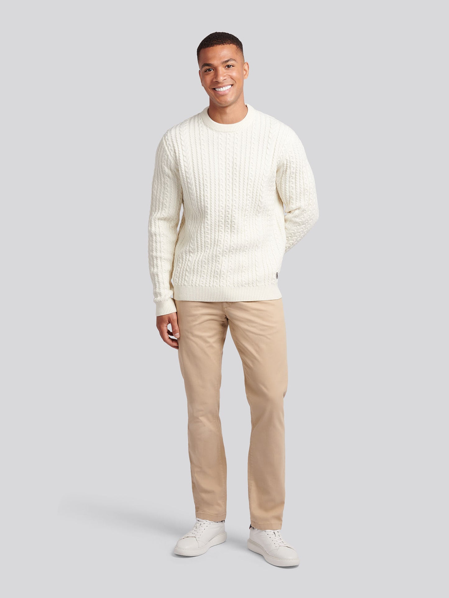 Aran Knit Crew Whisper White