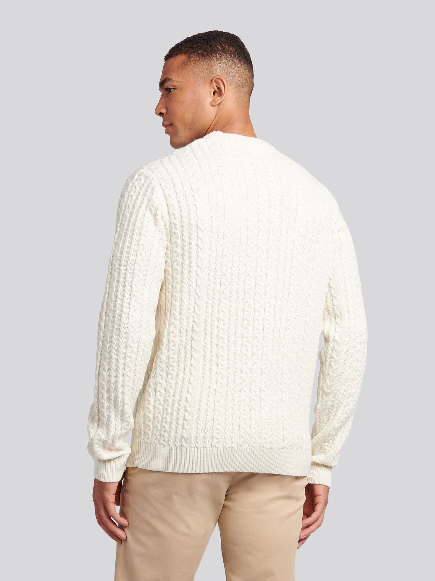 Aran Knit Crew Whisper White