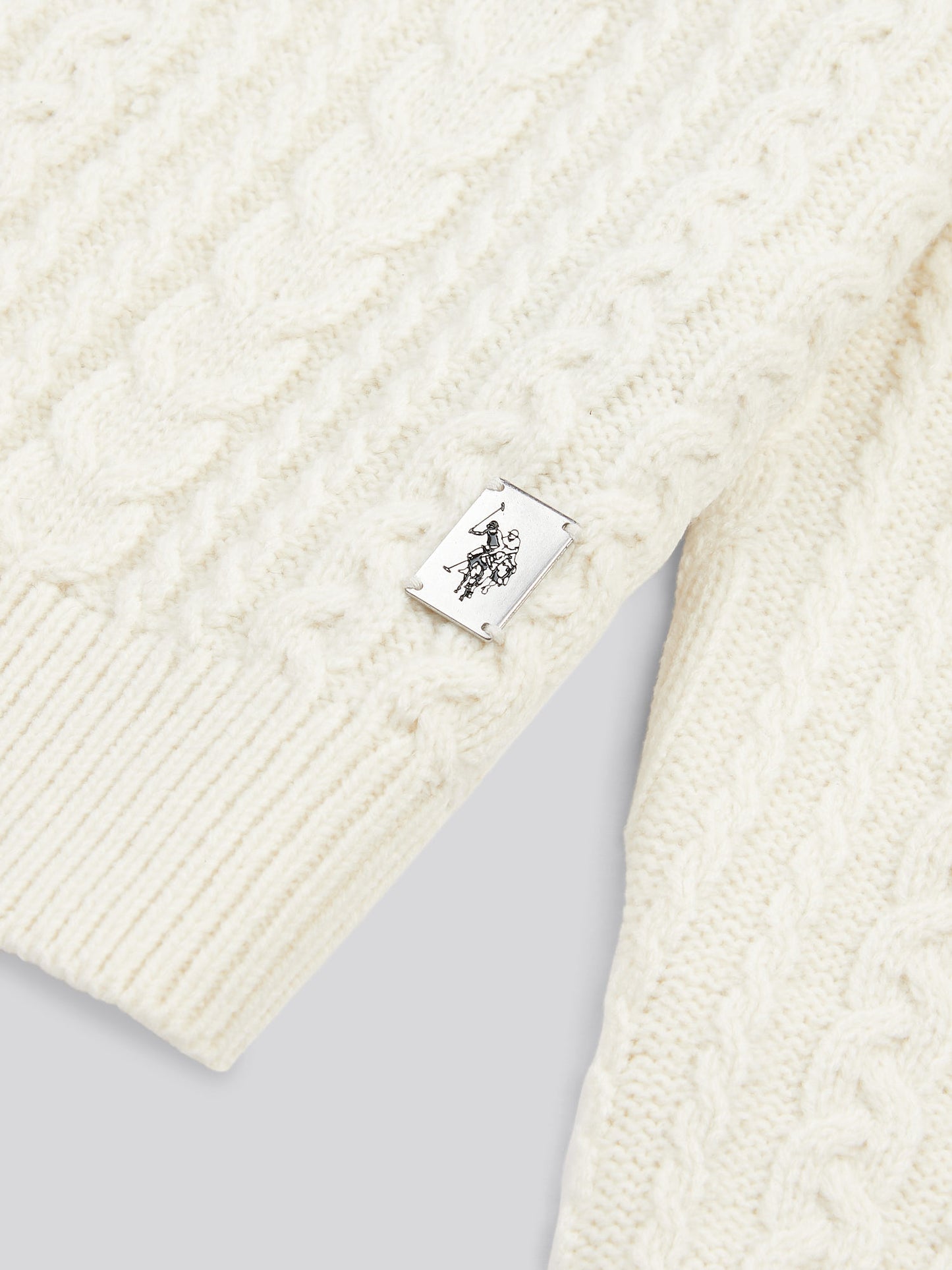 Aran Knit Crew Whisper White
