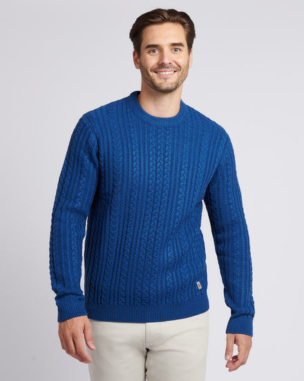 Aran Knit Crew Navy Peony