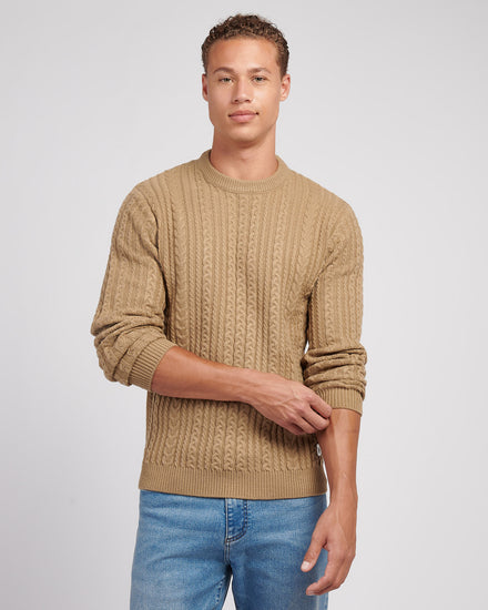 Aran Knit Crew Greige